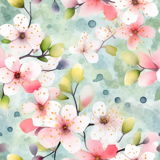 Soft Pink Flower Watercolor Fabric Pattern Seamless Texture seamless Pink Flower PBR texture