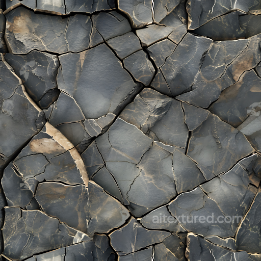 fractured dark rock PBR texture with cracked stone slabs seamless Stone PBR texture