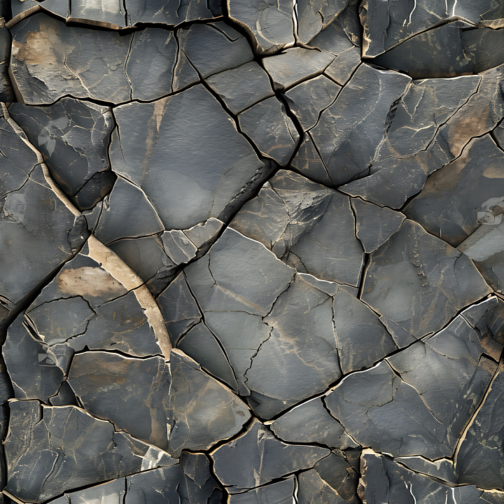 Fractured Dark Rock With Cracked Stone Slabs seamless PBR texture preview