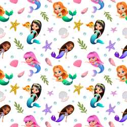 Pattern Bundle - Seamless 3D Pattern PBR Texture Featuring Colorful Mermaid Characters and Ocean Elements texture preview