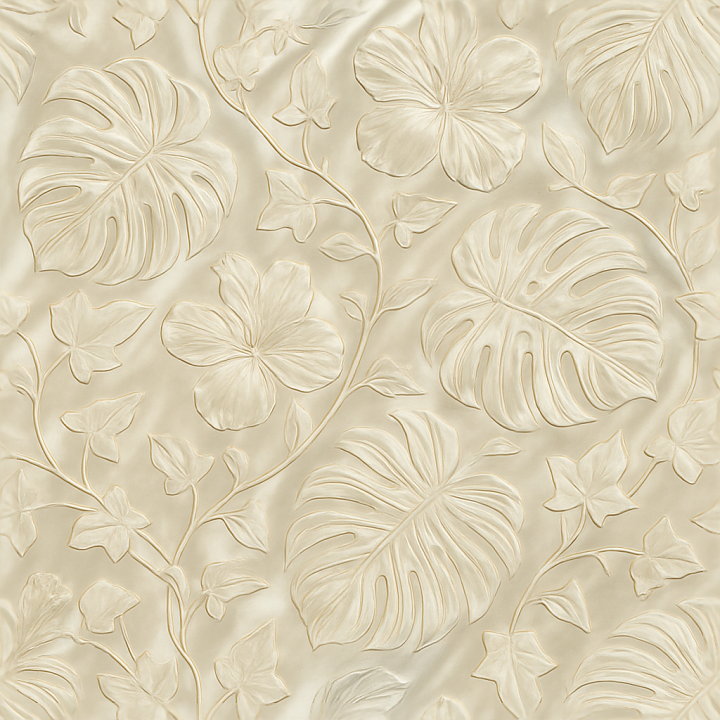 Tropical Ivy Leaves Wallpaper With Embossed Silk And Glossy Satin Finish seamless PBR texture preview