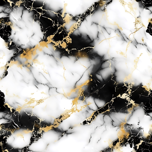 Black and White Marble PBR Texture with Elegant Gold Vein Accents seamless Marble PBR texture