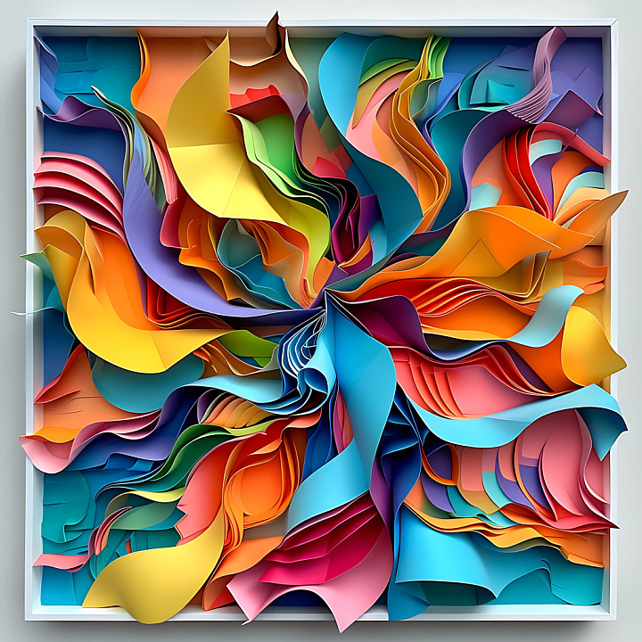 Featuring Vibrant Multi-Colored Layered Origami Folds seamless PBR texture preview