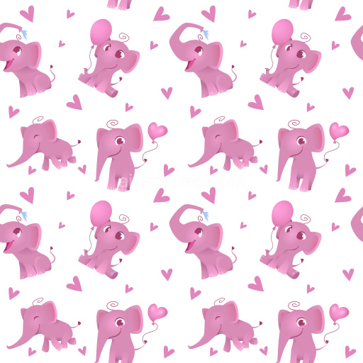 Pattern Bundle - Seamless 3D PBR Texture Featuring Playful Pink Elephant Cartoon Motif with Heart Accents texture preview