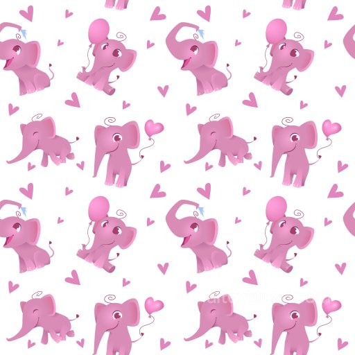 Featuring Playful Pink Elephant Cartoon Motif with Heart Accents seamless Pattern Bundle PBR texture