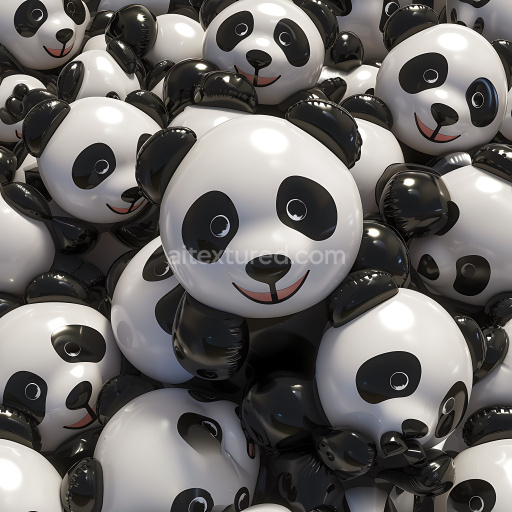 Seamless 3D Inflated PBR Texture of Glossy Black-and-White Panda Vinyl Balloons