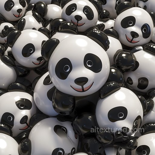 Inflated PBR Texture of Glossy Black-and-White Panda Vinyl Balloons seamless Inflated PBR texture