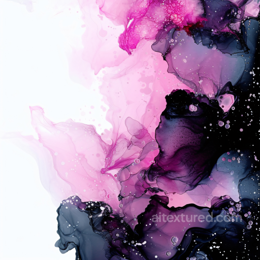 Alcohol Ink PBR Texture with Pink and Purple Fluid Waves and Wispy Marbling seamless Alcohol ink PBR texture