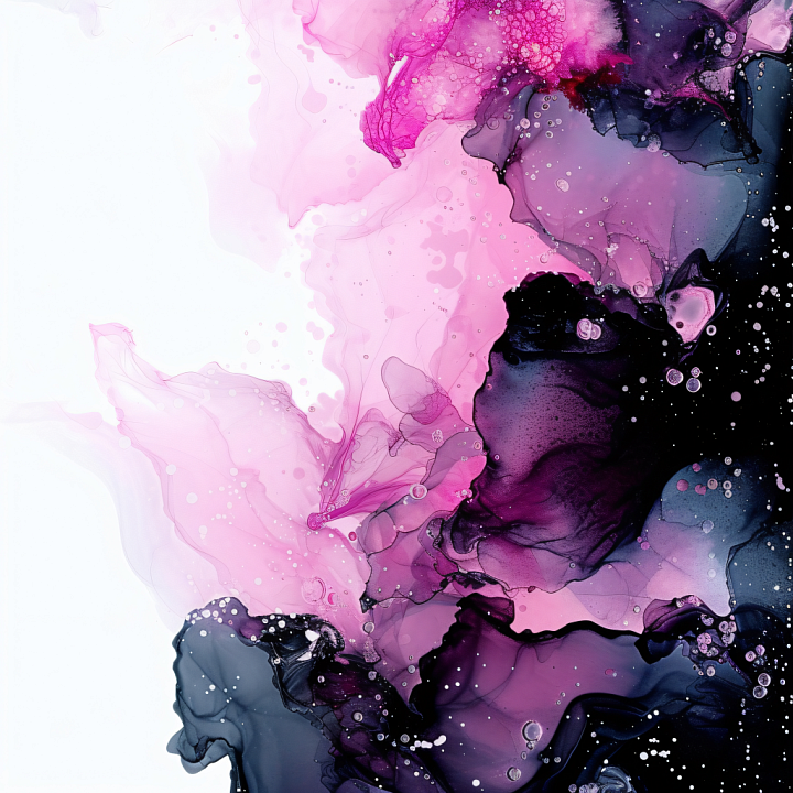 Alcohol Ink with Pink and Purple Fluid Waves and Wispy Marbling seamless PBR texture preview