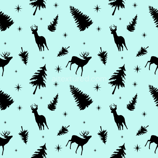 Pattern Bundle - Seamless 3D Pattern PBR Texture with Black Christmas Silhouettes on Light Blue texture preview