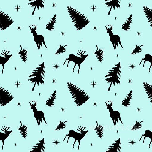 Pattern PBR Texture with Black Christmas Silhouettes on Light Blue seamless Pattern Bundle PBR texture