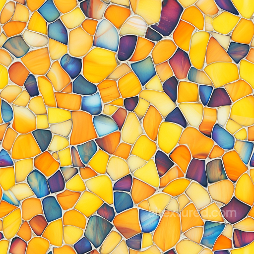 Mosaic Texture Featuring Colorful Stained Glass Pieces with Smooth Finish seamless Mosaic PBR texture