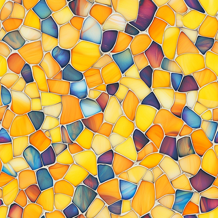 Mosaic Featuring Colorful Stained Glass Pieces with Smooth Finish seamless PBR texture preview