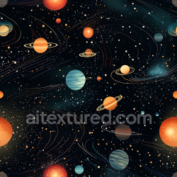 seamless Seamless 3D Space PBR Texture of Stylized Planets and Dynamic Starfield texture 8k free download PBR