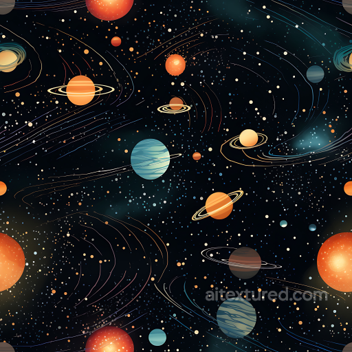 Space PBR Texture of Stylized Planets and Dynamic Starfield seamless Star, space, planets PBR texture