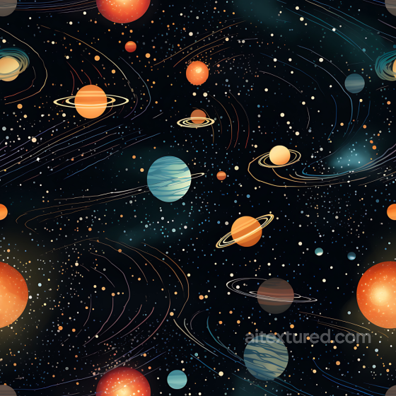 Space PBR Texture of Stylized Planets and Dynamic Starfield Star, space, planets texture preview