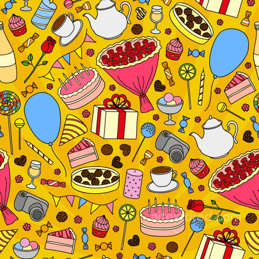 Cartoon-Style Birthday Party Pattern Texture seamless Birthday PBR texture