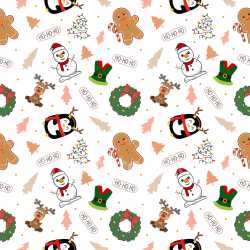 Pattern Bundle - Seamless 3D Pattern PBR Texture Featuring Playful Christmas Icons on White texture preview