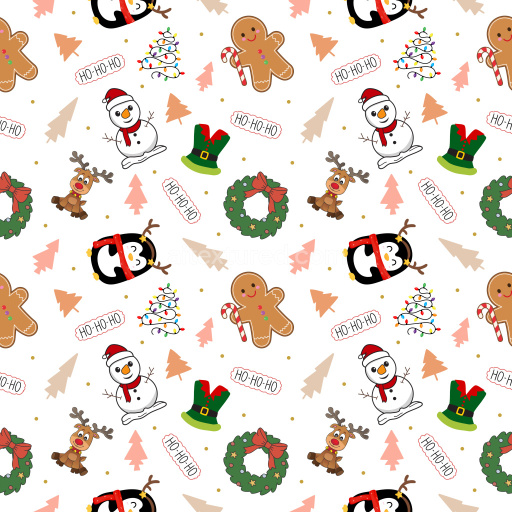 Pattern Bundle - Seamless 3D Pattern PBR Texture Featuring Playful Christmas Icons on White texture preview