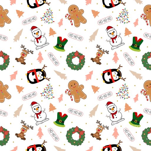Pattern PBR Texture Featuring Playful Christmas Icons on White seamless Pattern Bundle PBR texture