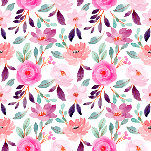 Seamless 3D PBR Pink Flower Watercolor Floral Texture with Soft Petals