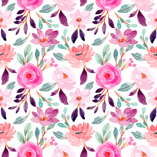 Pink Flower Watercolor Floral Texture with Soft Petals seamless Pink Flower PBR texture