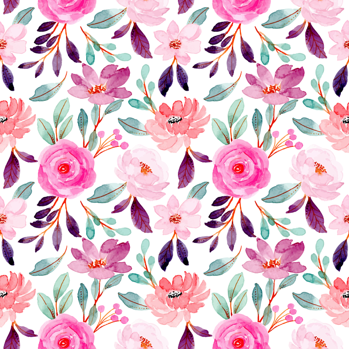 Pink Flower Watercolor Floral with Soft Petals seamless PBR texture preview