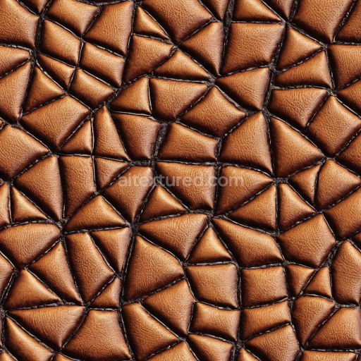 Seamless 3D Quilted Brown Leather PBR Texture with Distinctive Deep Grain and Stitching