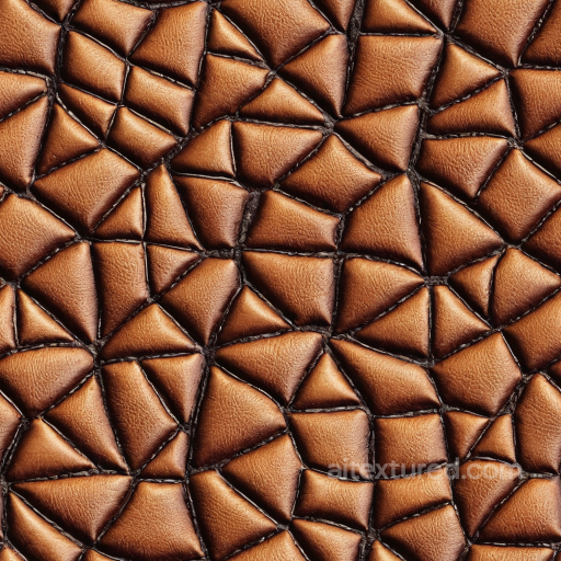 Quilted Brown Leather PBR Texture with Distinctive Deep Grain and Stitching seamless Leather PBR texture