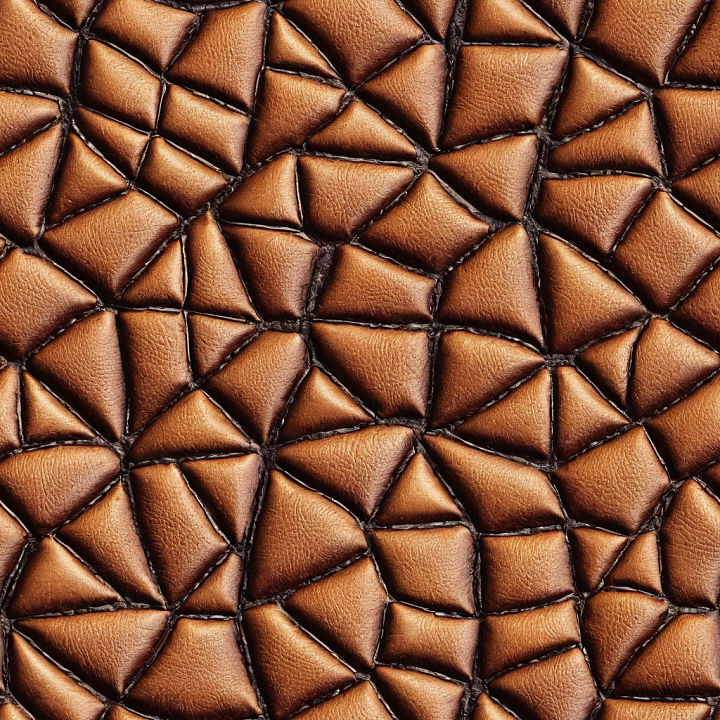 Quilted Brown Leather with Distinctive Deep Grain and Stitching seamless PBR texture preview