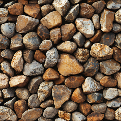 Seamless 3D PBR Texture of Smooth Polished River Rocks with Earthy Tones