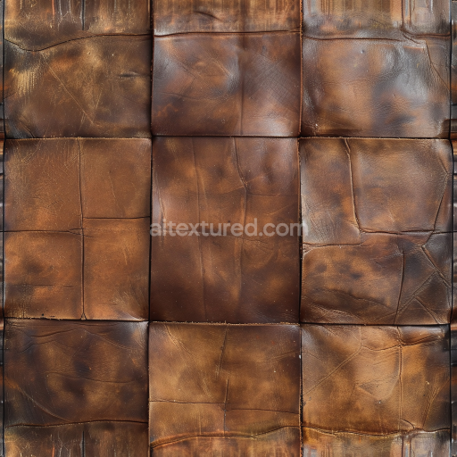 Seamless 3D Vintage Brown Leather Patchwork PBR Texture with Visible Wear