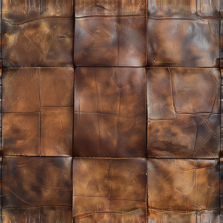 Vintage Brown Leather Patchwork with Visible Wear seamless PBR texture preview