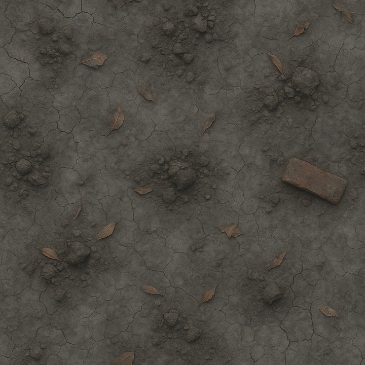 Dry Cracked Earth Surface With Grave Dirt Clumps For Halloween Graves seamless PBR texture preview