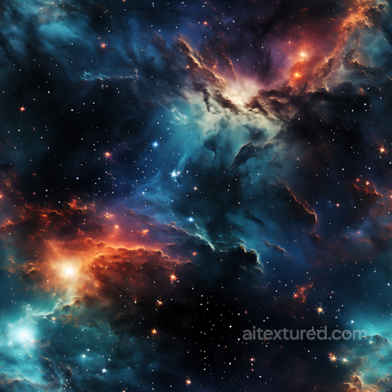 Space PBR Texture of Vibrant Cosmic Nebula with Bright Starfield Star, space, planets texture preview