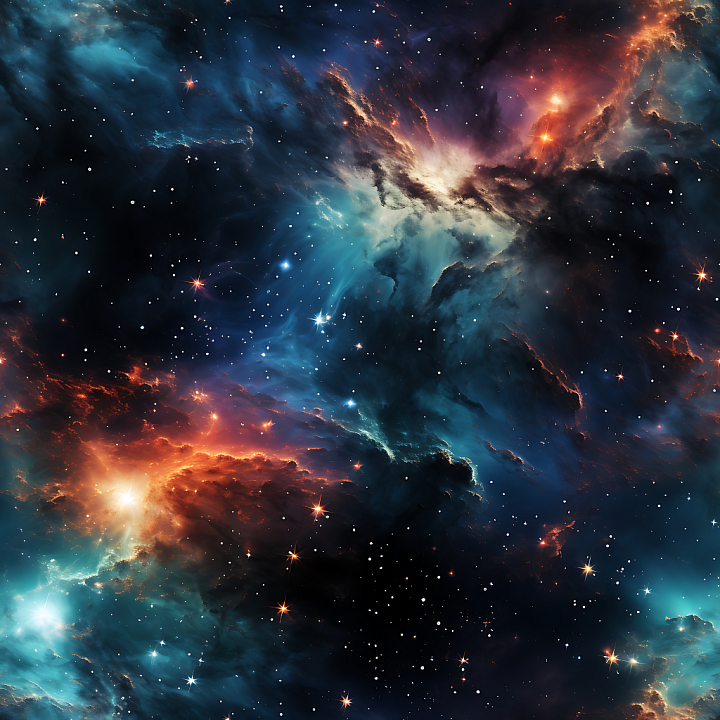Space of Vibrant Cosmic Nebula with Bright Starfield seamless PBR texture preview