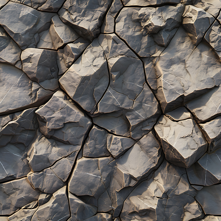 Of Cracked Rocky Ground With Natural Fractures And Rugged Surface seamless PBR texture preview