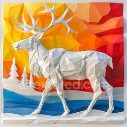 seamless Seamless 3D PBR Texture Featuring Low-Poly Stylized White Caribou in Origami Style texture 8k free download PBR