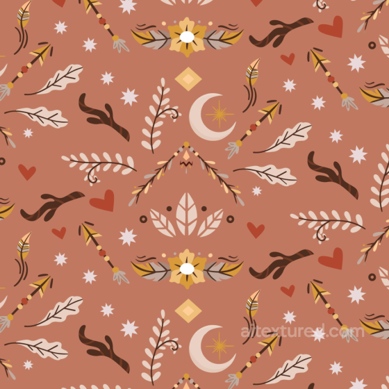 Fabric Texture with Warm Boho Celestial Motifs Boho Seamless texture preview