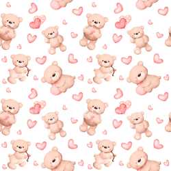 Pattern Bundle - Seamless 3D Pattern PBR Texture with Cute Teddy Bears and Heart Motifs in Watercolor Style texture preview