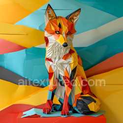 seamless Seamless 3D PBR Texture of Colorful Origami-Style Fox with Geometric Patterning texture 8k free download PBR