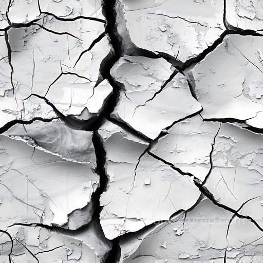 Cracked & Hole PBR Texture of Dry White Plaster with Deep Fissures seamless Cracked & Holes PBR texture