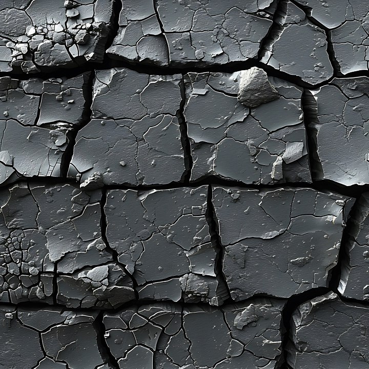 Cracked Dark Metal Surface With Deep Fractures And Chipped Edges seamless PBR texture preview
