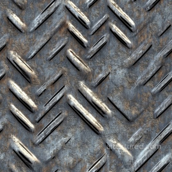 Rusted Steel Diamond Plate PBR Texture with Worn Metallic Surface Metal texture preview