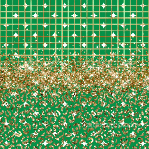 with Gold Glitter Leopard Print and Grid on Green seamless St patrick PBR texture