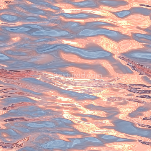 Seamless 3D Stylized Water PBR Texture with Warm Sunset Reflections and Smooth Waves