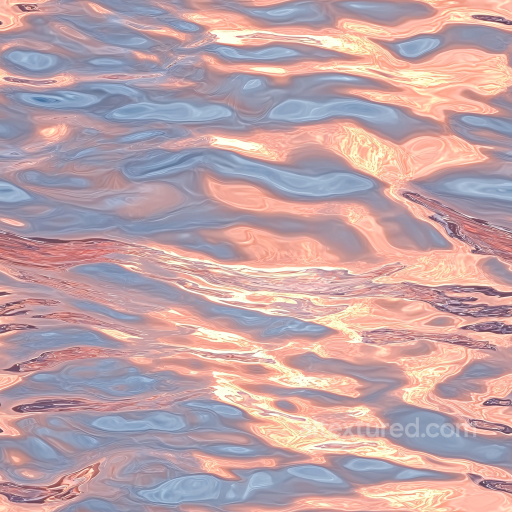 Stylized Water PBR Texture with Warm Sunset Reflections and Smooth Waves seamless Water PBR texture