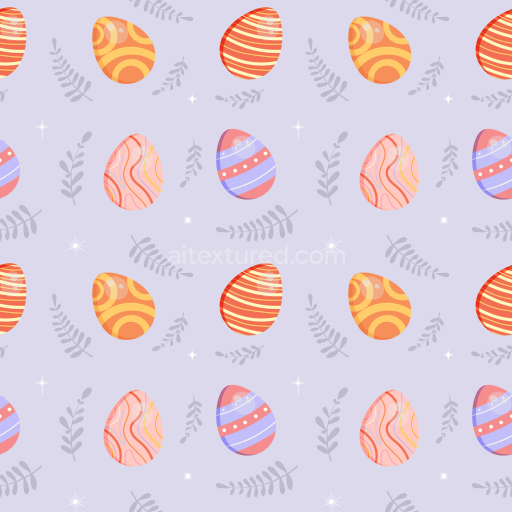 Preview — Seamless 3D PBR Texture of Colorful Easter Eggs on Soft Lavender Digital Paper