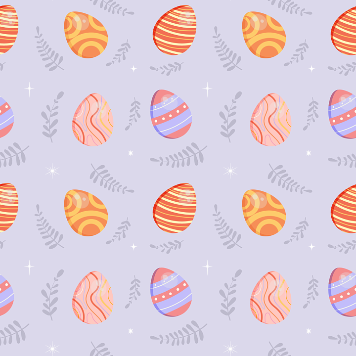 All Christmas Digital paper of Colorful Easter Eggs on Soft Lavender Di… seamless PBR texture preview