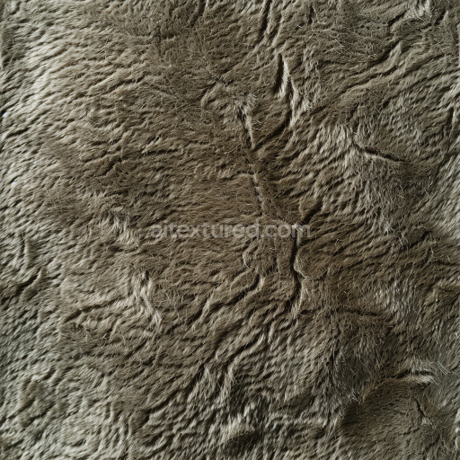 Seamless 3D Rough Natural Furry Leather PBR Texture with Coarse Fur and Organic Wrinkles